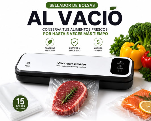 Sellador Al Vacío Para Alimentos + 15 Bolsas Incluidas